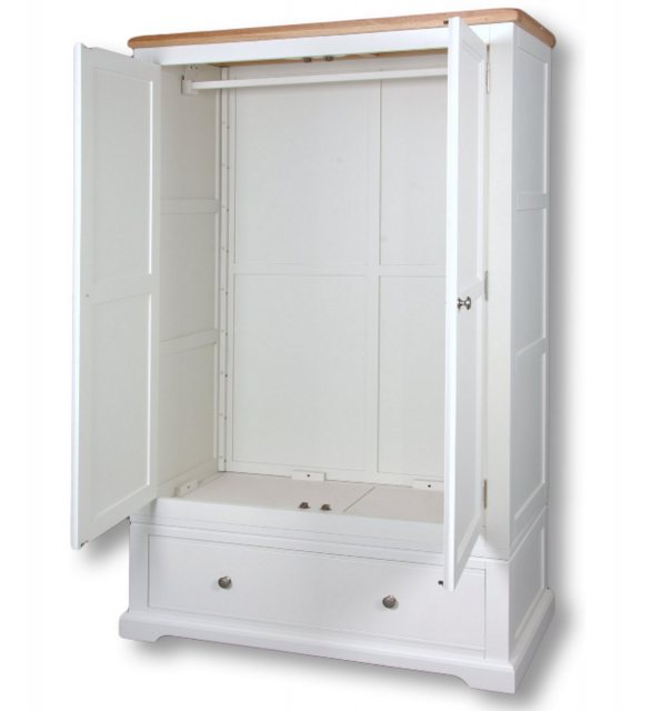 Real Wood Rio Painted 2 Door 1 Drawer Double Wardrobe