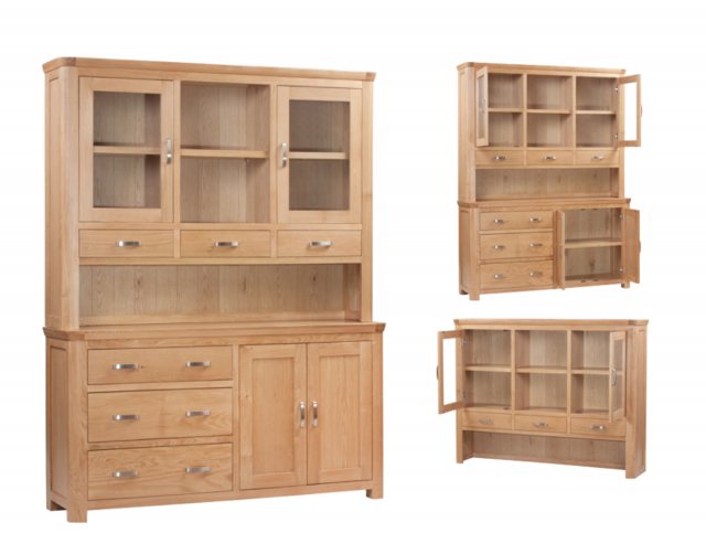 Annaghmore Annaghmorege Treviso Solid Oak Large Buffet Hutch