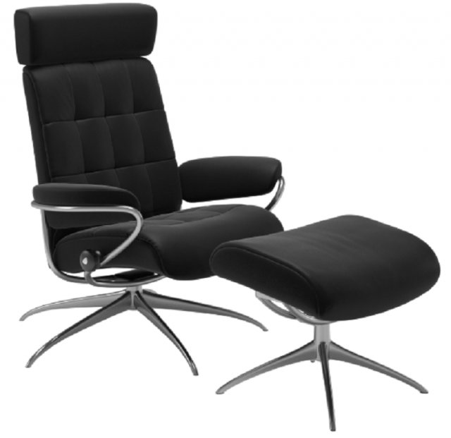 Stressless Stressless London Recliner Chair With Adjustable Headrest & Footrest (Star Base)