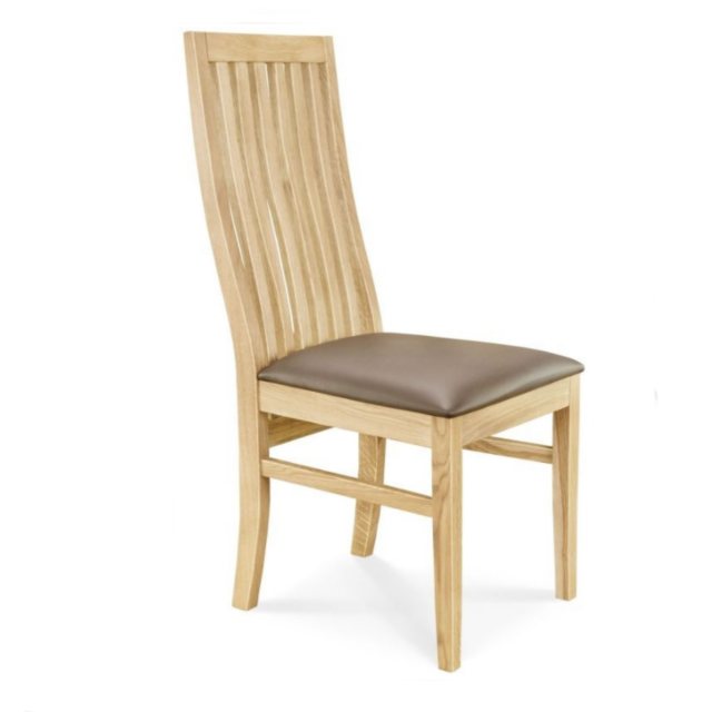 Clemence Richard Clemence Richard Oak Slat Back Dining Chair Leather Seat (029)