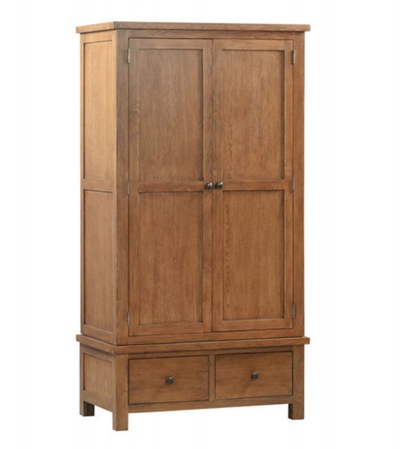 Devonshire Living Devonshire Dorset Rustic Oak Double Wardrobe With 2 Drawers