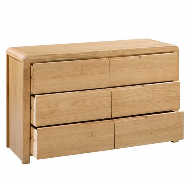 Julian Bowen Julian Bowen Curve Oak 6 Drawer Wide Chest