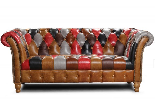 Vintage Sofa Company Vintage Sofa Company Presbury Leather Patchwork 2 Seater Sofa (Fast Track)