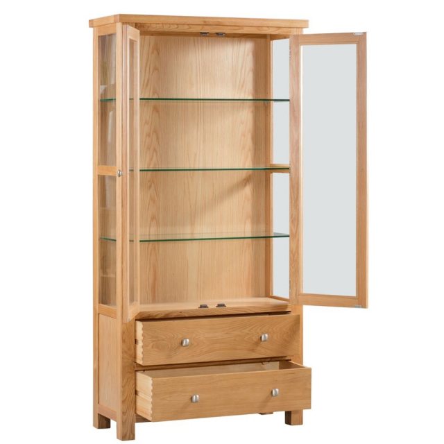 Devonshire Living Devonshire Dorset Light Oak Display Cabinet With Glass Doors