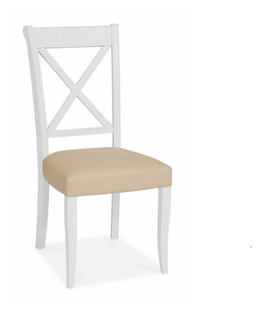 Bentley Designs Bentley Designs Hampstead Two Tone Cross Back Dining Chair Ivory Bonded Leather