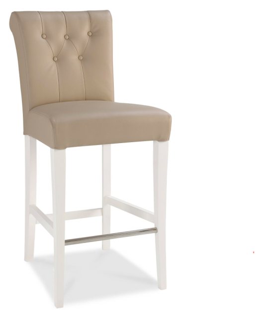 Bentley Designs Bentley Designs Hampstead Two Tone Upholstered Bar Stool Ivory Bonded Leather