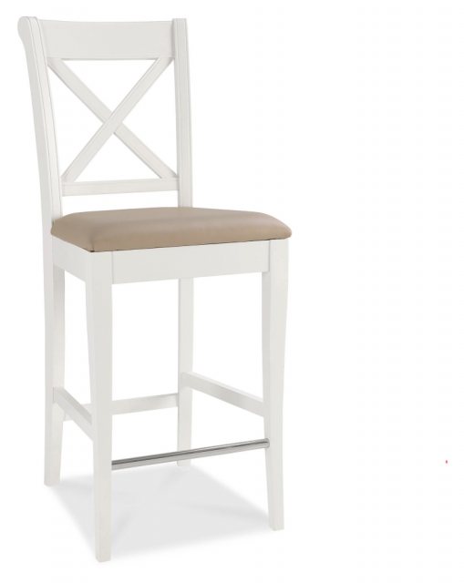 Bentley Designs Bentley Designs Hampstead Two Tone Cross Back Bar Stool Ivory Bonded Leather