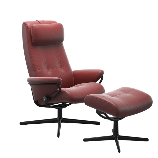 Stressless Stressless Berlin Recliner High Back Chair & Footstool (Cross Base)