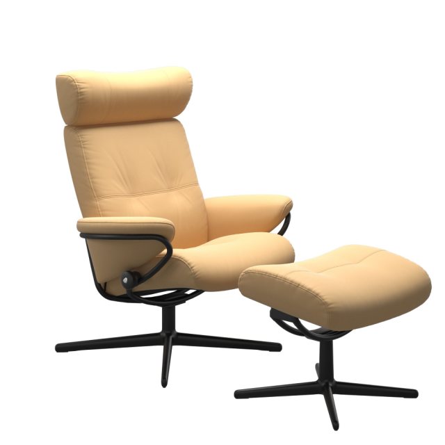 Stressless Stressless Berlin Recliner Chair & Footstool With Adjustable Headrest (Cross Base)