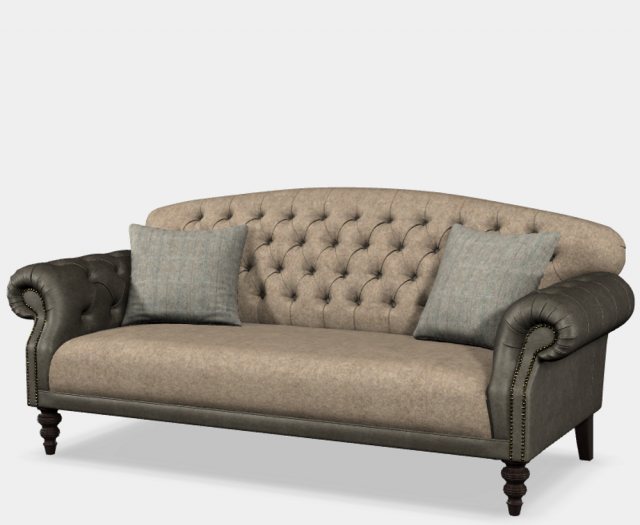 Tetrad Tetrad Arbroath Midi Sofa In Harris Tweed & Leather