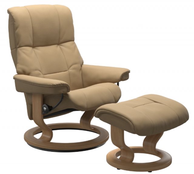 Stressless Stressless Promotions Mayfair Classic Base Chair & Footstool Paloma Sand/Oak Wood Medium