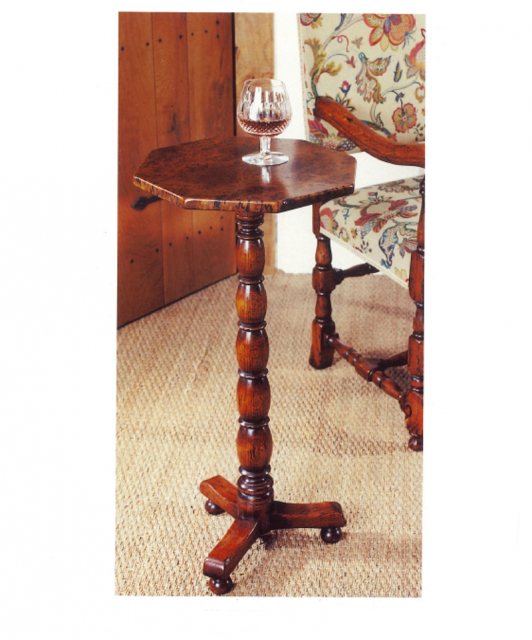 Tudor Oak Tudor Oak Torchiere Burr Top Side Table
