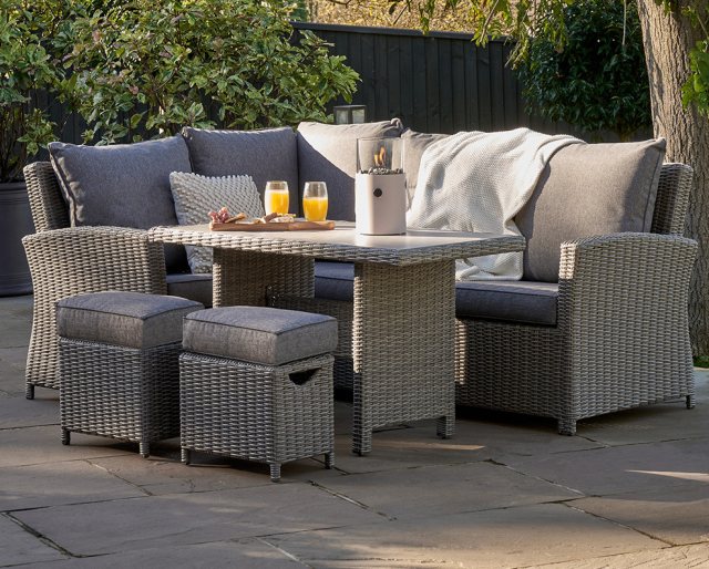 Pacific Lifestyle Barbados Compact Corner Garden Set in Slate Grey