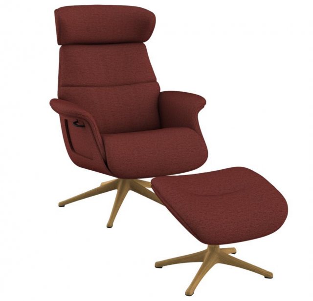 FlexLux Flexlux Clement Chair & Footstool With Wood Effect Base