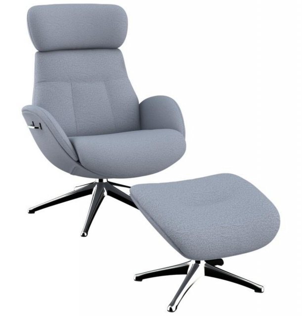 FlexLux Flexlux Elegant Chair & Footstool With Metal Base