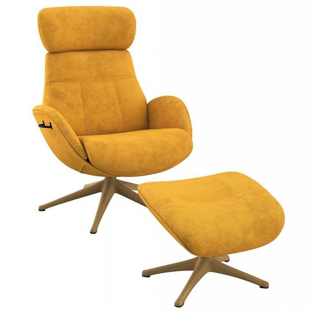 FlexLux Flexlux Elegant Chair & Footstool With Wood Effect Base
