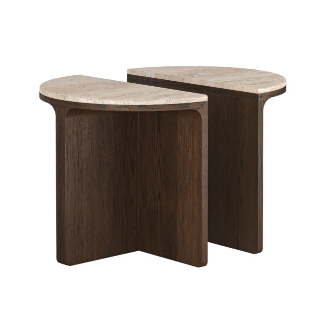 Corndell Corndell California Half Moon Nest Of Tables Travertine
