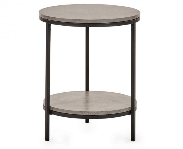 Julian Bowen Julian Bowen Staten Concrete Effect Circular Lamp Table With Shelf