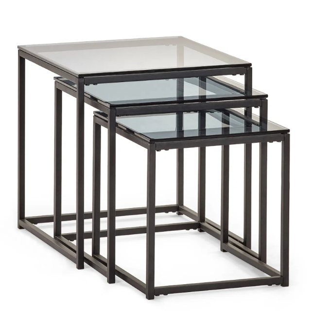 Julian Bowen Julian Bowen Chicago Nest Of 3 Tables Smoked Glass