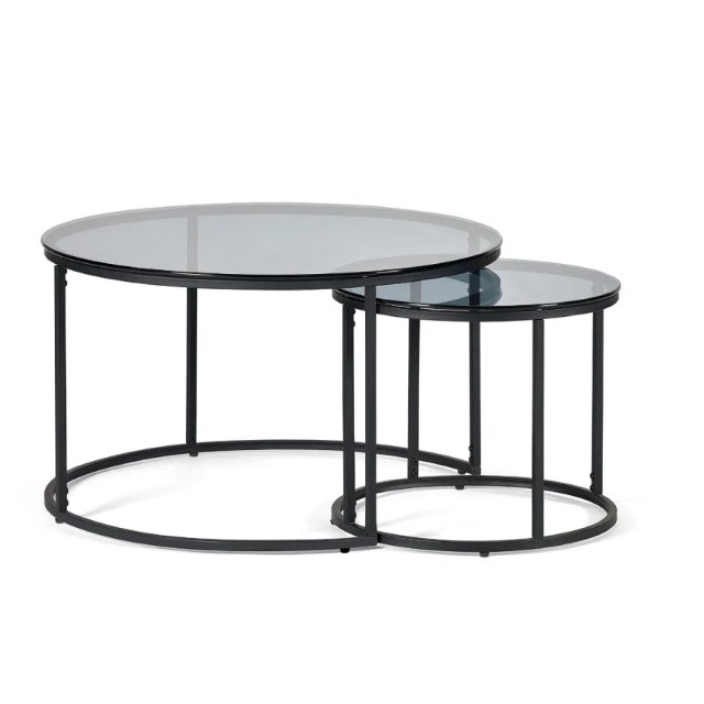 Julian Bowen Julian Bowen Chicago Round Nesting Tables Smoked Glass