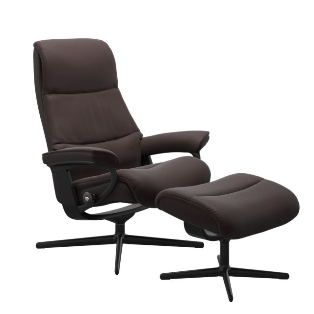 Stressless Stressless View Cross Base Recliner Chair & Footstool 3 Sizes