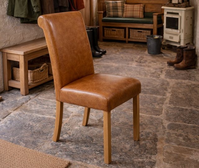 Carlton Furniture Carlton Furniture Mini Roll Back Chair Leather Front In Harrington Wool Back