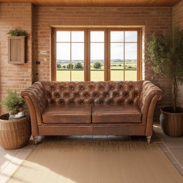 Vintage Sofa Company Vintage Sofa Company Granby 2 Seater Sofa Tan Leather
