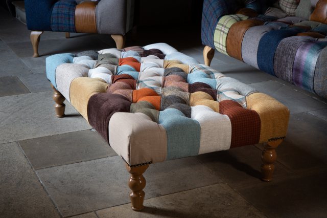 Vintage Sofa Company Vintage Sofa Company Patchwork Banquette Footstool with Medium Oak Chunky Legs