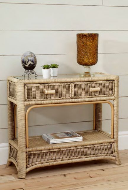 The Cane Industries The Cane Industries Accessories Console Table With Glass Top