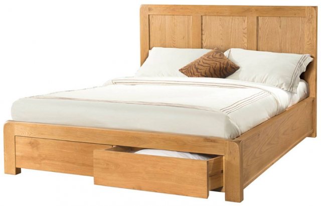 Devonshire Living Devonshire Avon Oak 4' 6' Bed 2 Storage Drawers