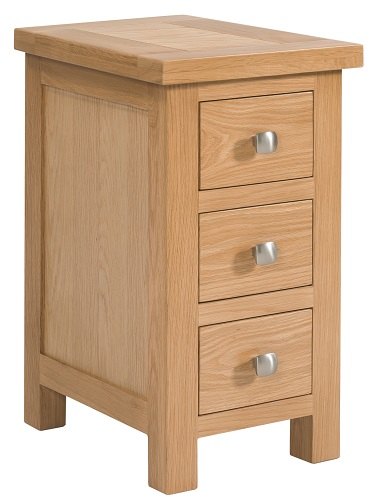 Devonshire Living Devonshire Dorset Light Oak Narrow 3 Drawer Bedside