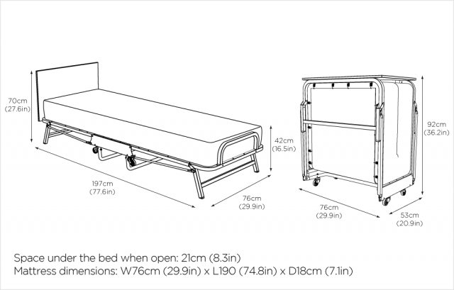 Foldable bed size deals