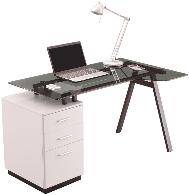 Alphason Alphason Desks Cleveland 4 White & Grey Glass Computer Desk