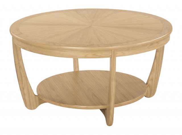 Nathan Shades Oak Sunburst Top Round Coffee Table