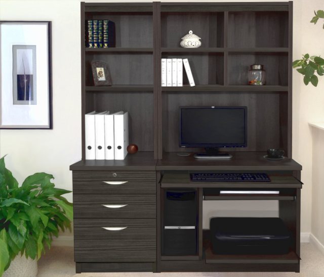 R White Cabinets R White Cabinets Set 17 - Computer Work Station & 3 Drawer Unit/Filing Cabinet with Hutch Bookcases