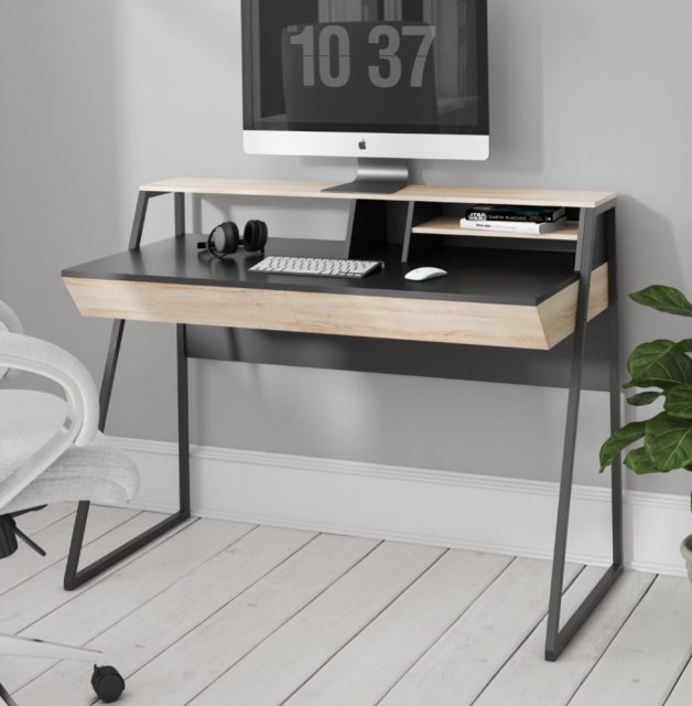 Alphason Alphason Desks Salcombe oak & Black Writing Desk