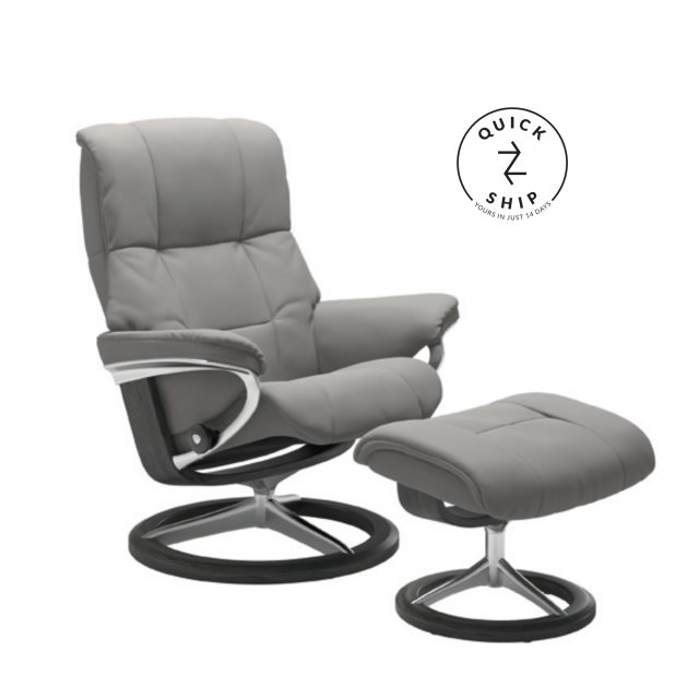 Stressless Stressless Quickship Mayfair Signature Base Paloma Silver Grey/Oak Wood Medium