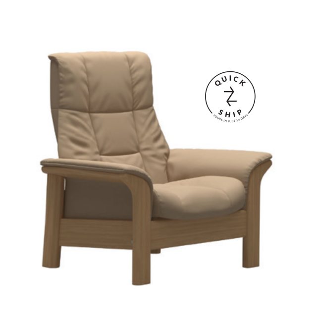 Stressless Stressless Quickship Windsor High Back Chair Paloma Beige/Oak Wood