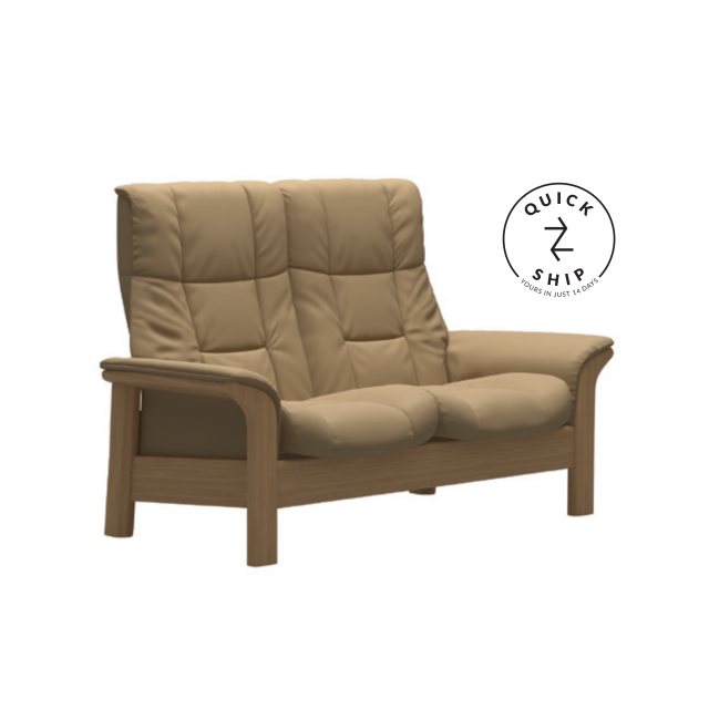 Stressless Stressless Quickship Windsor High Back 2 Seater Paloma Sand/Oak Wood