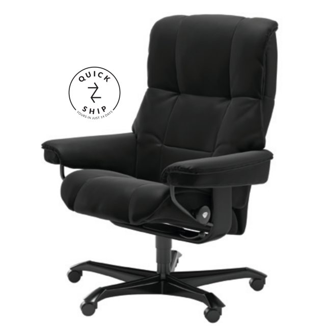 Stressless Stressless Promotions Mayfair Office Chair Paloma Black Leather & Black Wood