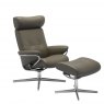 Stressless Stressless Berlin Cross Base Recliner Chair & Footstool With Adjustable Headrest