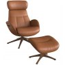 Flexlux Elegant Chair & Footstool With Wood Effect Base