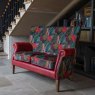Vintage Sofa Company Colin 3 Seater In Toucan Fabric & Rosso Red Leather
