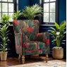 Vintage Sofa Company Colin Chair In Toucan Fabric & Rosso Red Leather