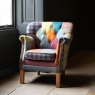 Patchwork Buttoned Governor Chair with Medium Oak legs
