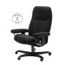 Stressless Quickship Consul Medium Office Chair Batick Black Leather & Black Wood